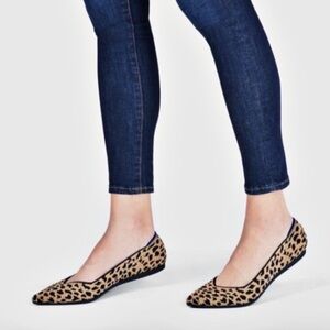 Rothy’s Pointed Toe Flats Leopard Print Casual Comfort Size 6.5 Women’s